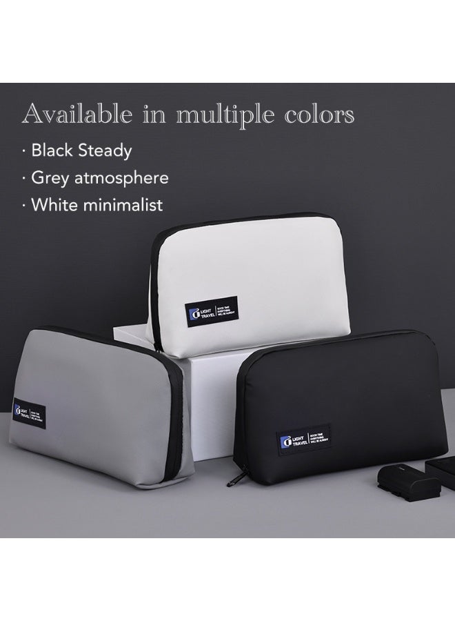 Travel Cable Organizer Bag Electronic Accessories Portable Waterproof Carrying Bag Double Layers All-in-One Storage Bag for Cord, Charger, Phone and Earphone - Grey - Image 1