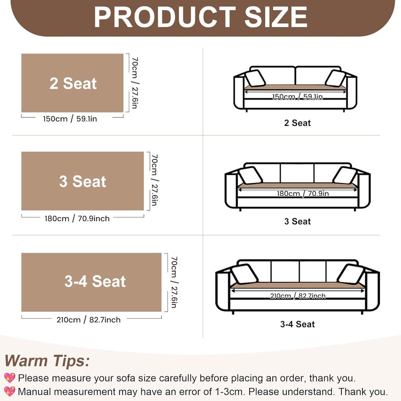 OTOB Couch Cover for Dogs Washable, Non Slip Plush Fuzzy Sofa Covers for 3 Cushion Couch All Seasons, Kids Pet Friendly Soft Cozy Furniture Protector Sofa Slipcovers (Khaki, 27.6" x 82.7") - Image 5