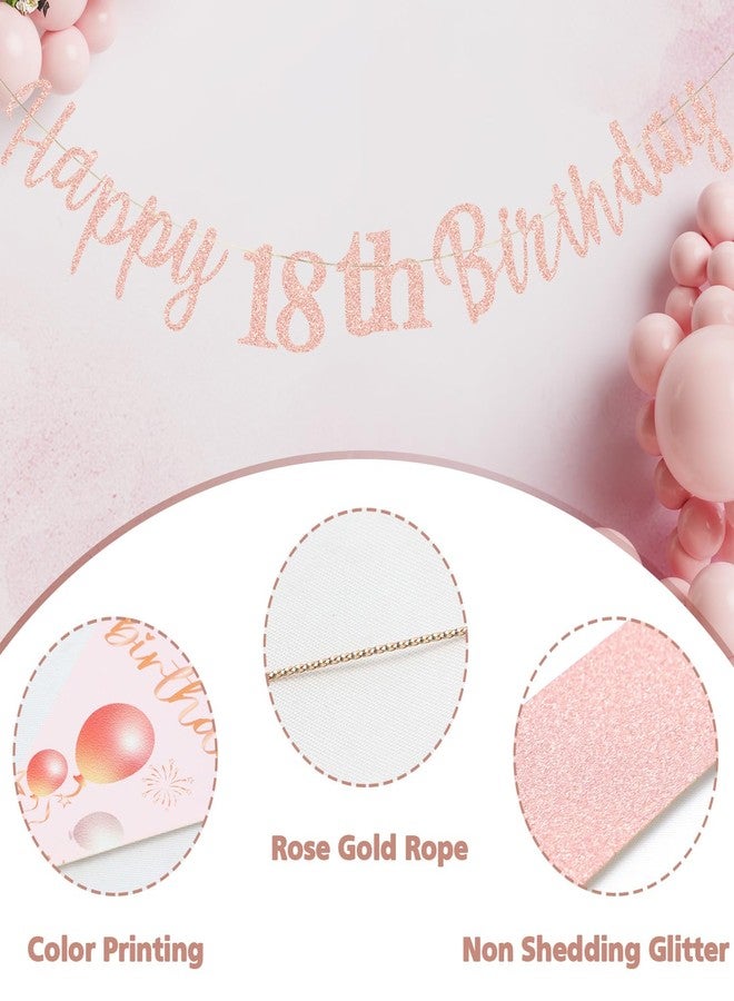 MAGLAUG 18th Birthday Banner Girls, Happy18th Birthday Banners 18th Birthday Decorations Banners for Girls Her Party Dec Rose Gold (Birthday18th) - Image 4