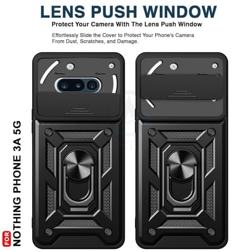 AIBEX® Back Cover for Nothing Phone 3(a) 5G | D10 Tough Armor Case | Sliding Camera Shield | 360° Protection | Kickstand Ring Holder | Military-Grade Shockproof Bumper Case - Image 2