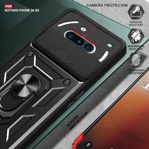 AIBEX® Back Cover for Nothing Phone 3(a) 5G | D10 Tough Armor Case | Sliding Camera Shield | 360° Protection | Kickstand Ring Holder | Military-Grade Shockproof Bumper Case - Image 3