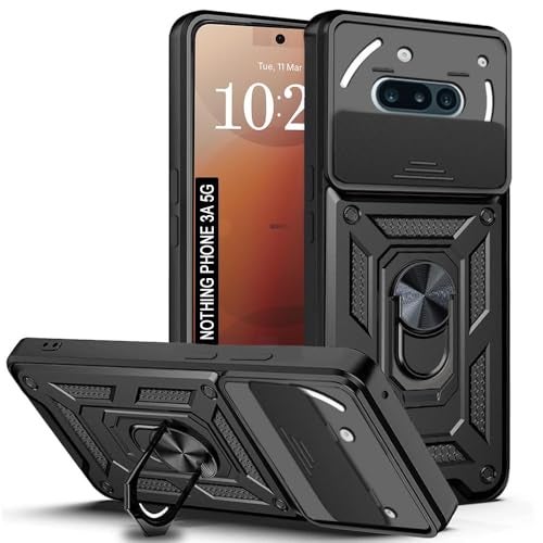 AIBEX® Back Cover for Nothing Phone 3(a) 5G | D10 Tough Armor Case | Sliding Camera Shield | 360° Protection | Kickstand Ring Holder | Military-Grade Shockproof Bumper Case - Image 1