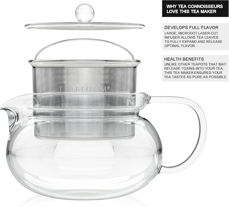 Teabloom Kyoto 2-in-1 Tea Kettle and Tea Maker – Glass Teapot with Removable Loose Tea Infuser – Tea Connoisseur's Choice - Image 5