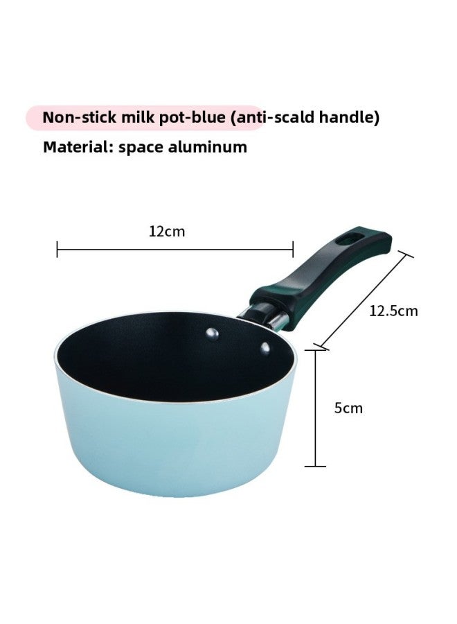 Children's Mini Small Kitchen Real Cooking Full Set Internet Celebrity Play House Cooking Simulation Tableware Stainless Steel Real Cooking Toys-Color:Non-stick Milk Pot-blue (space Aluminum) - Image 1