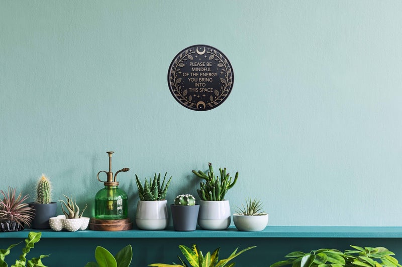 AWISZZZ Mindful Energy Metal Sign 8x8in Round Inspirational Plaque for Office Wall Decor Positive Gift - Image 5