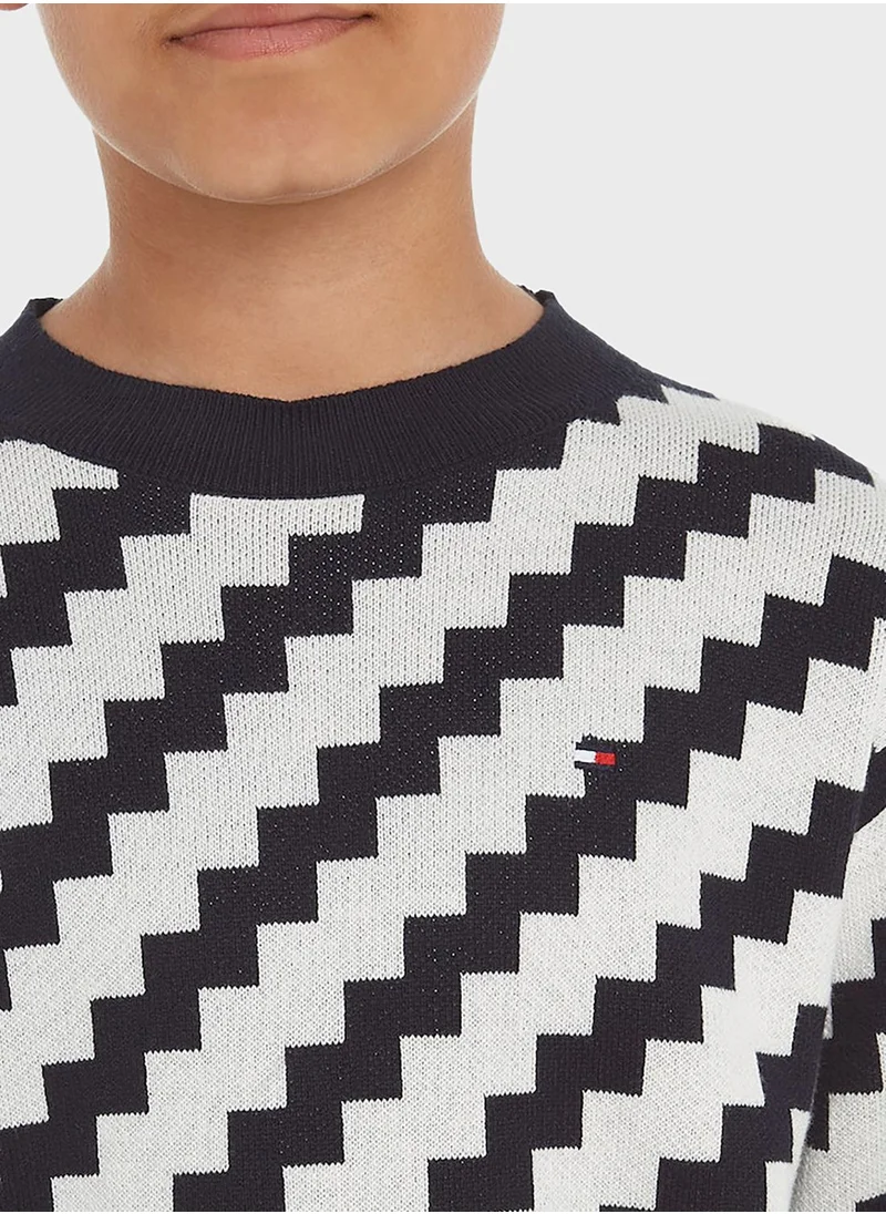 TOMMY HILFIGER Kids Zig Zag Sweater