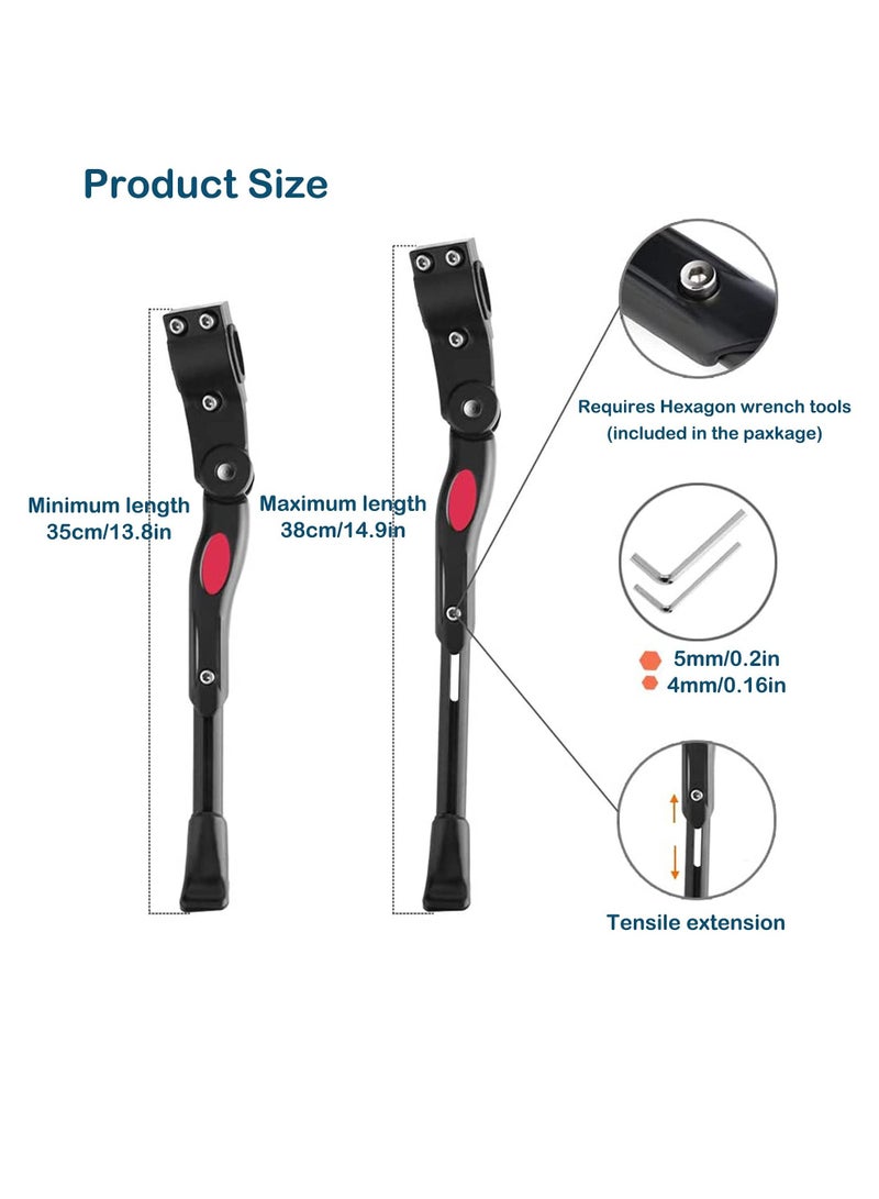 Bicycle Adjustable Kickstand Aluminium Alloy Kick Side Stand for 20'' 24'' 26'' 700C MTB BMX Foldable Road Mountain Bike Cycle Cycling Black - Image 3