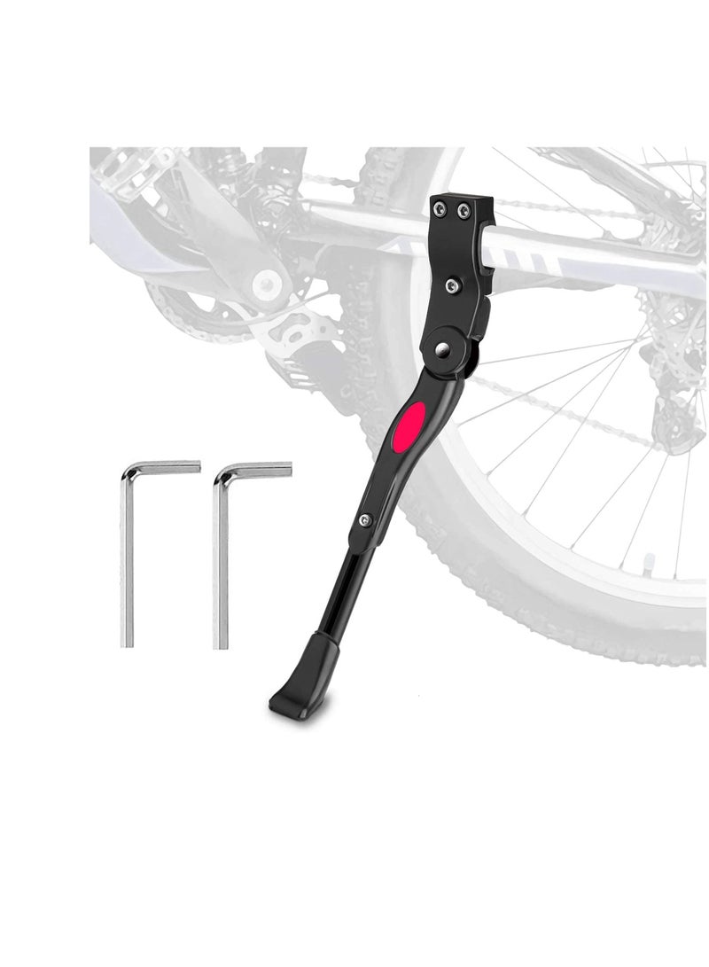 Bicycle Adjustable Kickstand Aluminium Alloy Kick Side Stand for 20'' 24'' 26'' 700C MTB BMX Foldable Road Mountain Bike Cycle Cycling Black - Image 1
