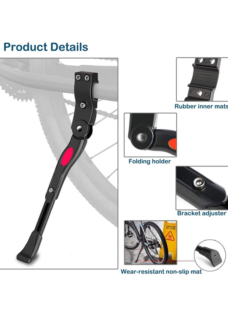 Bicycle Adjustable Kickstand Aluminium Alloy Kick Side Stand for 20'' 24'' 26'' 700C MTB BMX Foldable Road Mountain Bike Cycle Cycling Black - Image 5