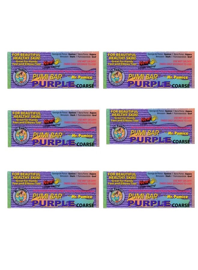Mr. Pumice Purple PUMI Bar, Extra-Coarse Callus Remover, Pedicure Stone & Ped File Scrubber for Smooth Feet and Heels, 6 Pack - Image 1