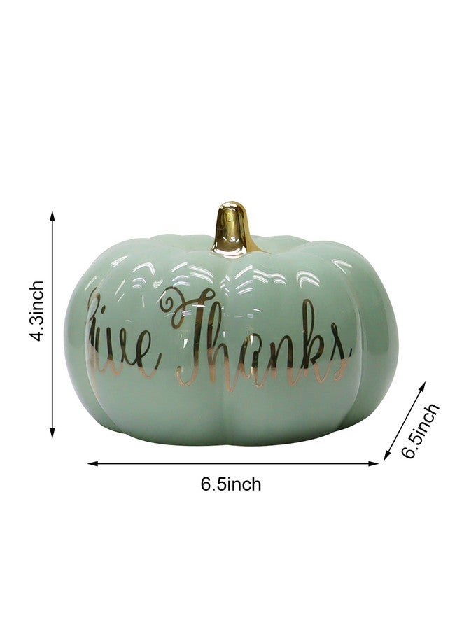 Nature's Mark Thanks Giving Fall Harvest Ceramic Pumpkin Decor, Give Thanks (4.5" H x 6.5" W x 6.5" D) - Image 3
