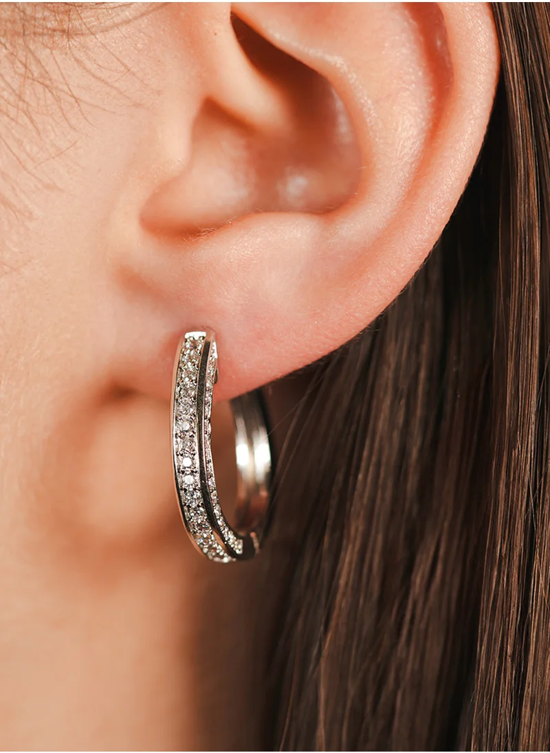 باكلي لندن Pave And Polished Hoop Earring