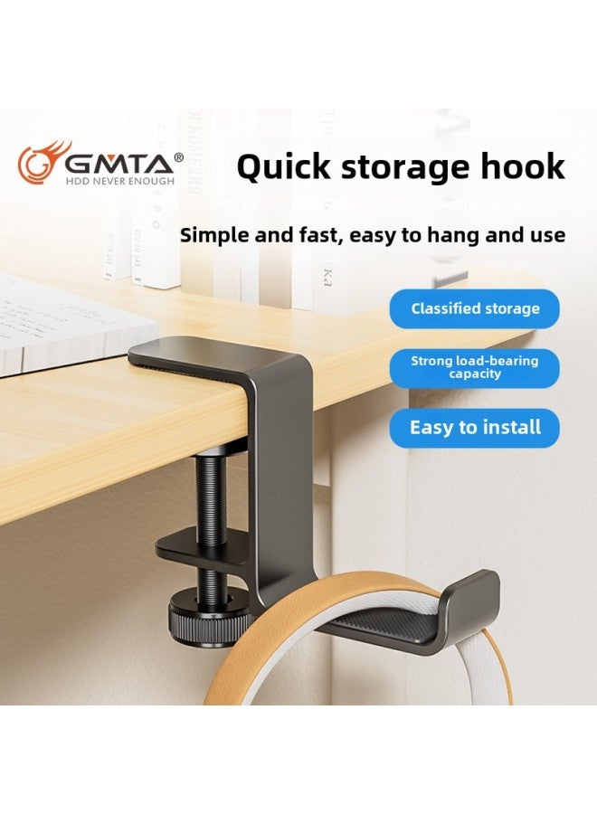 Multifunctional Aluminum Alloy Headset Holder Portable Desktop Non-perforated Bag Rack Wholesale-Color:Black - Image 1