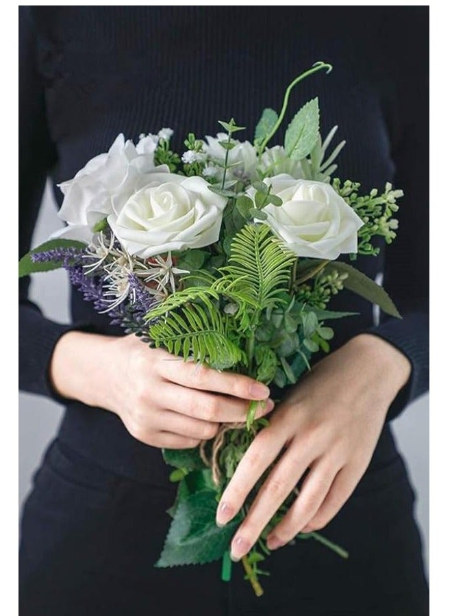 DUNISO Artificial Flowers Real Looking Ivory Foam Fake Roses with Stems for DIY Wedding Bouquets White Bridal Shower Centerpieces Arrangements Party Tables Decoration, 25pcs - Image 2