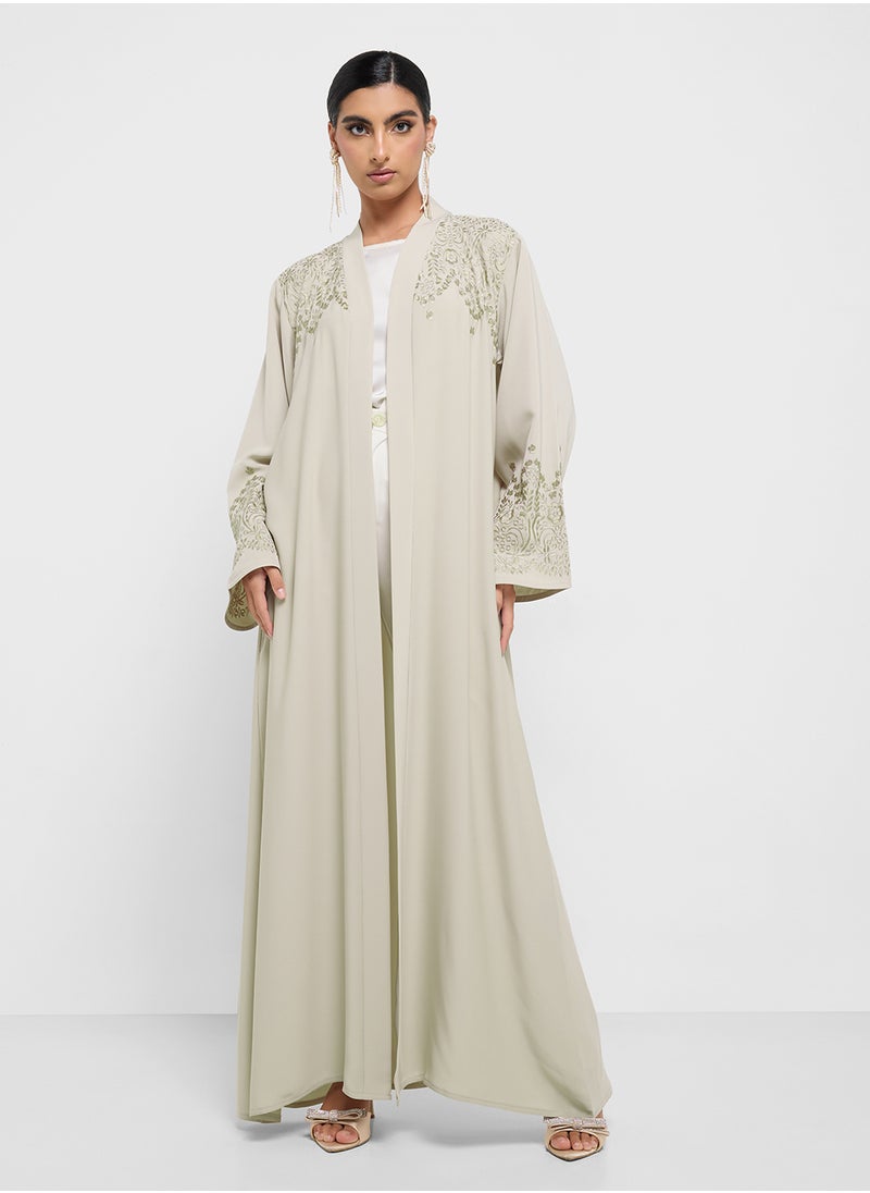 hayas closet V-Neck Embroidery Abaya  - Image 5
