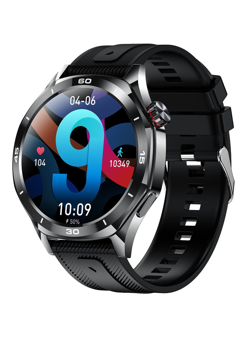 رولستيمي ساعة ذكية للرجال ، شاشة عالية الدقة 1.52" ، وضع رياضي متعدد ، مراقبة صحية ، مساعد صوت بالذكاء الاصطناعي ، ساعة ذكية للأعمال مقاومة للماء من آي بي 67 ، شريط آر تي-آي 129 أسود - Image 1