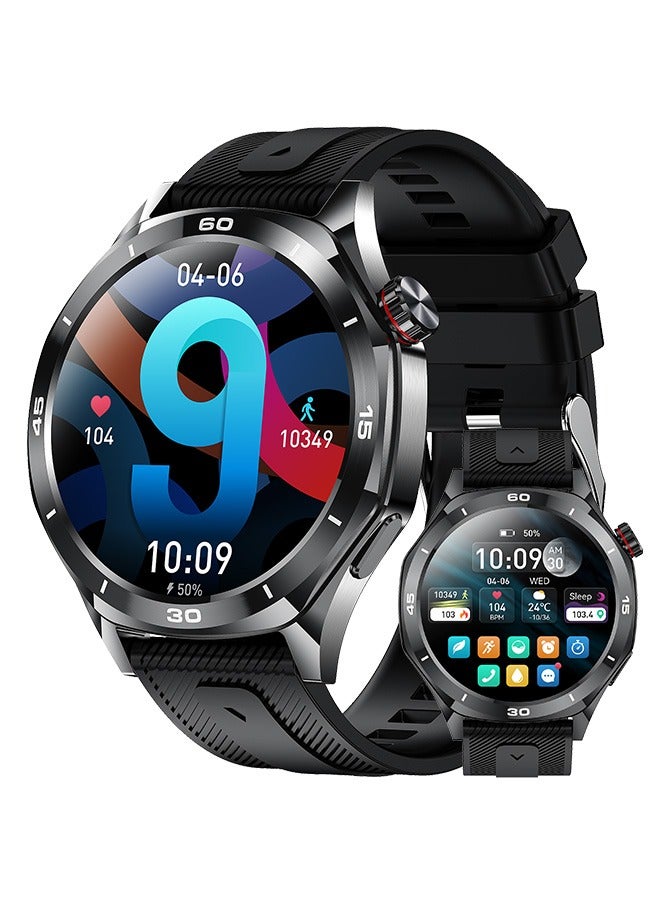 RollsTimi  Men's Smart Watch, 1.52" HD Screen, Multiple Sports Mode, Health Monitoring, Ai Voice Assistant, IP67 Waterproof Business SmartWatch, RT-i129 Tape Black - Image 1