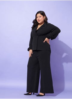 SASSAFRAS Plus Notch Lapel Blazer Top & Wide Leg Pant Co-Ords  - Image 3