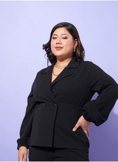 SASSAFRAS Plus Notch Lapel Blazer Top & Wide Leg Pant Co-Ords  - Image 4