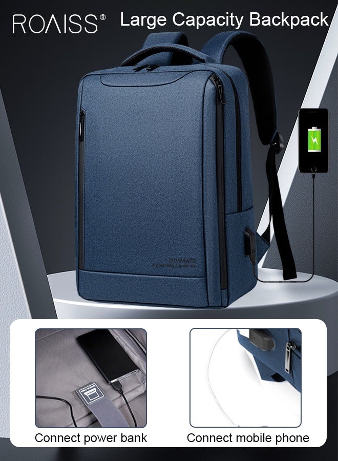 roaiss Oxford Backpack Men's 15.6-inch Large Capacity Outdoor Travel Laptop Backpack Leisure Business Commuting Bag Waterproof Laptop Computer Bag for Daily Use Student Travel with USB Charge Port  - Image 2