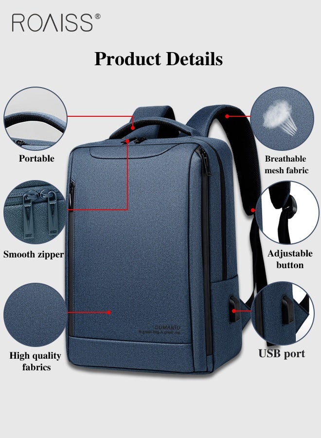 roaiss Oxford Backpack Men's 15.6-inch Large Capacity Outdoor Travel Laptop Backpack Leisure Business Commuting Bag Waterproof Laptop Computer Bag for Daily Use Student Travel with USB Charge Port  - Image 4