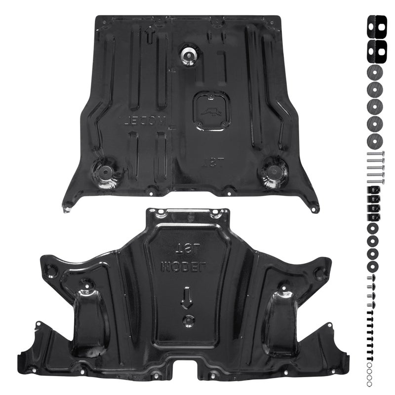 POKIAUTO POKIAUTO Skid Plate for Tesla Model 3 / Model Y, Front Rear Under Engine Guard Cover Splash Shield Cover Chassis Guard Plates for Tesla Model 3 2017-2023 / Model Y 2020-2023 Accessories, 2PCS  - Image 1