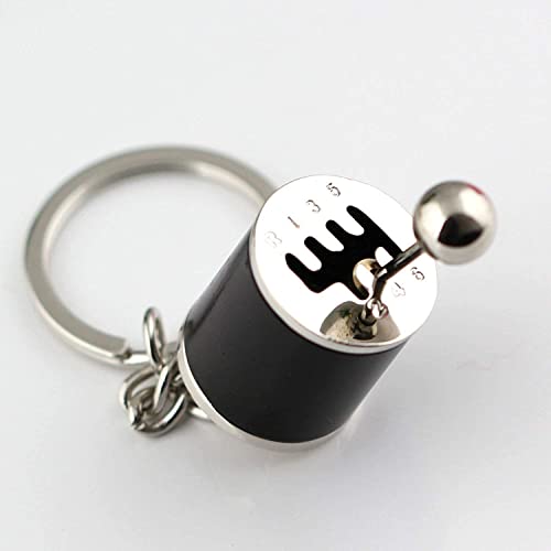 HEAVY DRIVER Alloy 6Speed Creative Auto Part Model Gear Box Keychain Chrome Six-Speed Manual Transmission Shift Lever Keyring Key Chain Turbo Car Gear Shift Stick Knob Keyfob - (Black) - Image 3