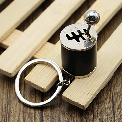 HEAVY DRIVER Alloy 6Speed Creative Auto Part Model Gear Box Keychain Chrome Six-Speed Manual Transmission Shift Lever Keyring Key Chain Turbo Car Gear Shift Stick Knob Keyfob - (Black) - Image 4