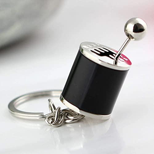 HEAVY DRIVER Alloy 6Speed Creative Auto Part Model Gear Box Keychain Chrome Six-Speed Manual Transmission Shift Lever Keyring Key Chain Turbo Car Gear Shift Stick Knob Keyfob - (Black) - Image 5