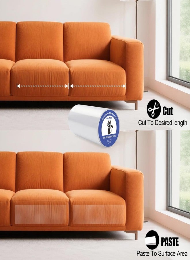 SinoPack Extra Wide Cat Scratch Guard Tape, 200'' x 8.2'' Clear Anti Scratch Tape for Furniture, Single Sided Protective Film to Stop Cats & Dogs Scratching Sofa, Door, Walls, Car Interiors - Image 5