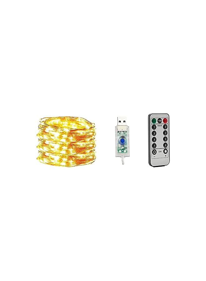 The Bros Fairy String Light Waterproof 10M 100 LED 8 Modes USB Plug in With Remote Control Starry Firefly Copper Wire String Lights for Outdoor Bedroom Christmas Party Decorations (Warm White)  - Image 2
