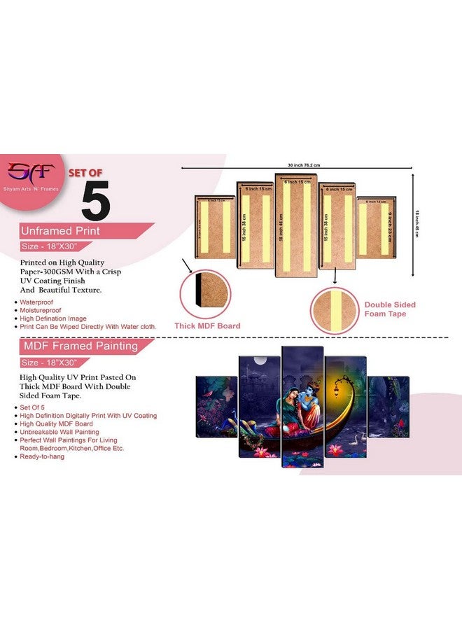 SAF Set Of 5 Wall Painting With Frame For Home Decoration, Living Room, Spa, Office, Hotel Big Size Wall Décor 30 Inch x 18 Inch PNLS32214 - Image 3