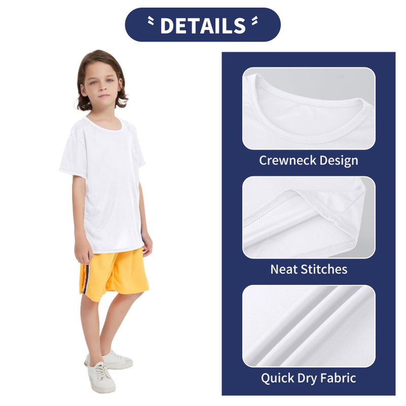 Phedrew 6 Pack Boys Youth Kids Mesh Athletic Quick Dry T Shirts Short Sleeve Moisture Wicking Tee Shirts Active Tops (Age 4-18) - Image 4