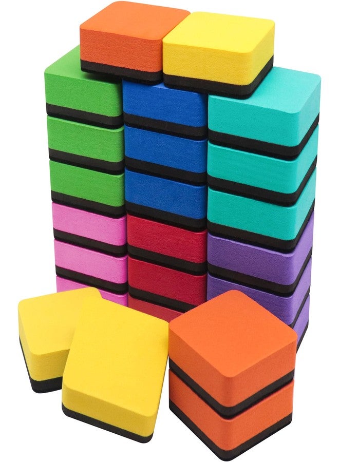IHPUKIDI Dry Erase Erasers, IHPUKIDI 24 Pack Magnetic Whiteboard Dry Eraser Chalkboard Cleansers for Classroom, Home and Office (8-Color, 2 x 2 Inch) - Image 1