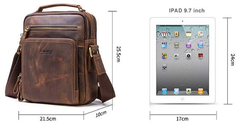 CONTACTS Unisex Genuine Leather Messenger/Crossbody/Sling Bag (Hunter Brown) Compatible with I PAD & Mini Laptop or Tablet upto 9 Inches - Image 2