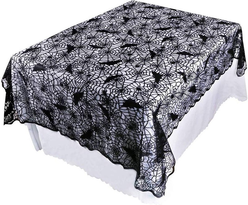 SUNTRADE Halloween Tablecloth Black Spider Web Rectangular Polyester Lace TableclothPerfect for Halloween Dinner Parties and Scary Movie Nights70 X 52 inch - Image 1