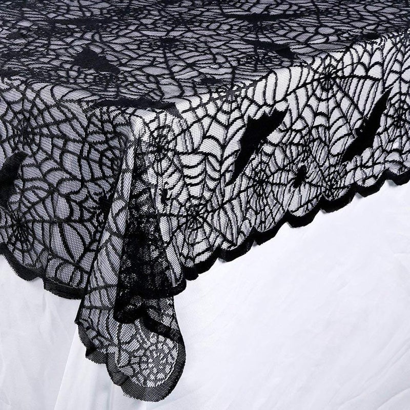 SUNTRADE Halloween Tablecloth Black Spider Web Rectangular Polyester Lace TableclothPerfect for Halloween Dinner Parties and Scary Movie Nights70 X 52 inch - Image 2