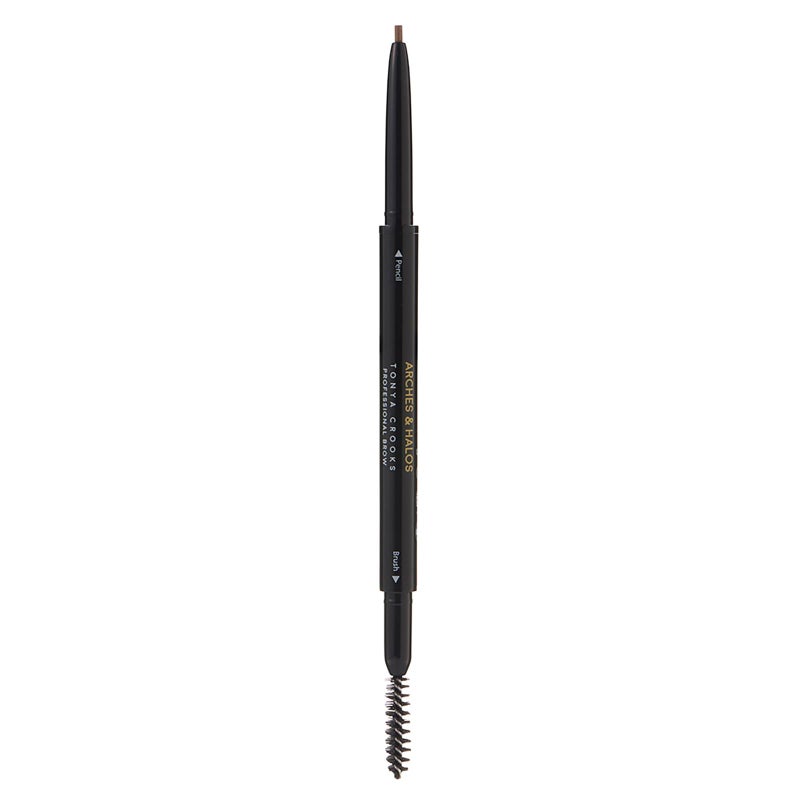 Arches & Halos Micro Defining Brow Pencil - Get Fuller, More Defined Brows - Long-Lasting, Smudge Proof, Rich Color - Dual Ended Pencil with Brush - Vegan and Cruelty Free - Warm Brown - 0.03 oz