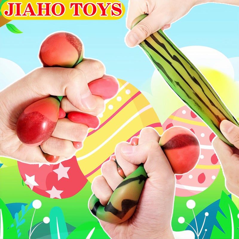 JIAHO كرات ضغط بطيئة من جياهو على شكل بطيخ للأطفال والبالغين، كرات عجين فواكه، ألعاب فidget، كرات تخفيف القلق، ألعاب ضغط للأطفال، هدايا حفلات | كرة ضغط تتغير لونها - Image 3