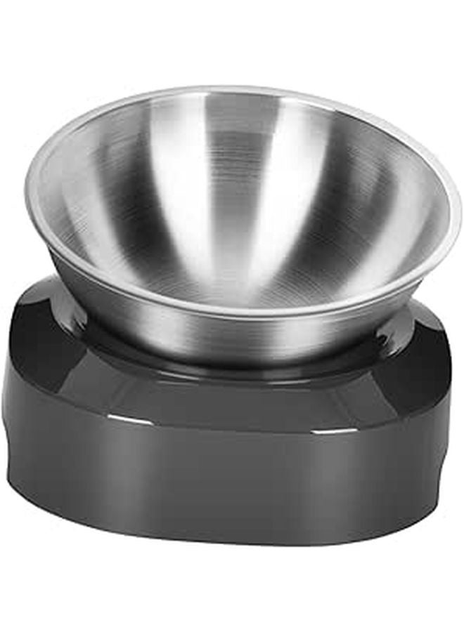 Stainless Steel Elevated Cat Feeder Adjustable Tilted Non Skid Food Water Bowl - Image 1