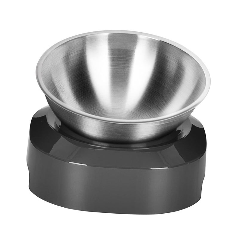 Stainless Steel Elevated Cat Feeder Adjustable Tilted Non Skid Food Water Bowl - Image 2