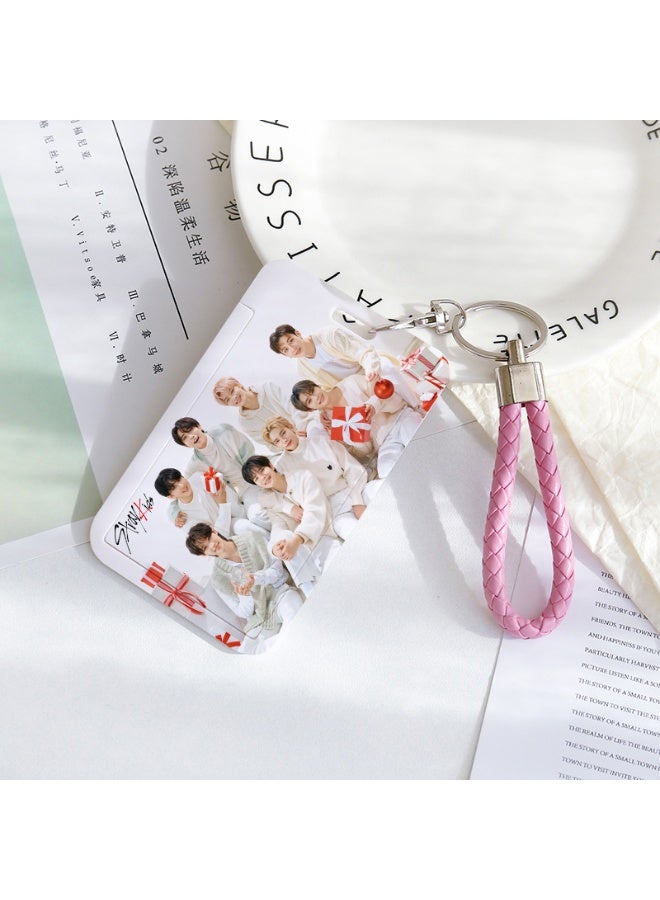 NIBEMINENT 1 - Piece STRAYKIDS Kpop Photo Card Holder Pendant Key Chain ID Badge Holder ID Card Holder Photo Card Protector for School ID Office ID Access Card for Women Girls