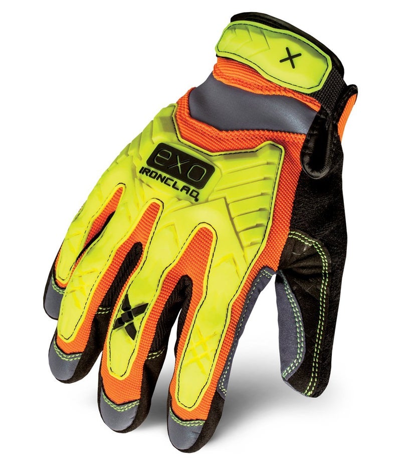 Ironclad mens Work Gloves EXO Hi Viz ImpactLarge Hiviz Yellow Orange Large Pack of 1 US
