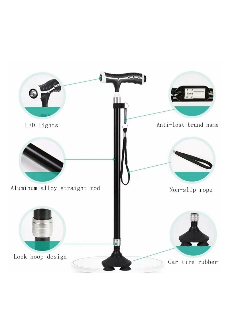 Cool Baby COOLBABY aluminum alloy multi-function crutch lamp self-supporting crutches non-slip old man crutches with LED light magnet massage handle crutches  - Image 3