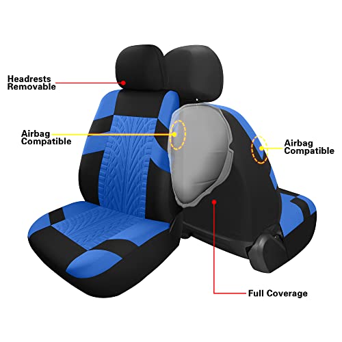 Pariitadin Car Seat Covers Full Set, Washable and Breathable Premium Cloth Automotive Vehicle Seat Cover for Car Interior, Universal Fit for Most Cars, Sedan, Truck, SUV(Black/Blue) - Image 5
