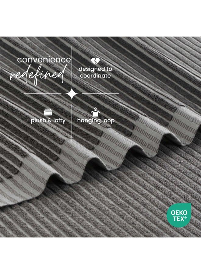 Martex Restore Sculpted Stripe Charcoal Bath Towel - Image 5