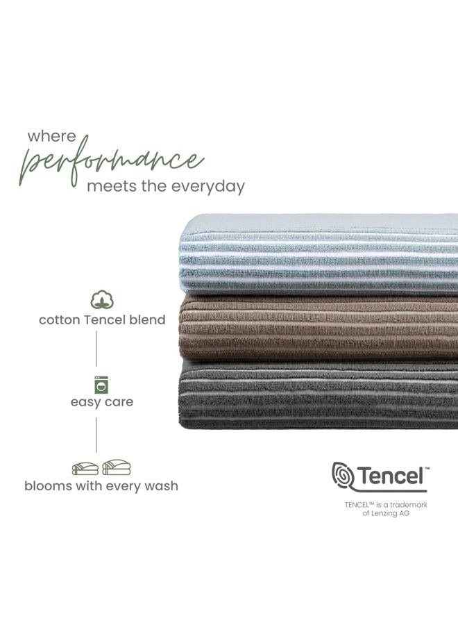 Martex Restore Sculpted Stripe Charcoal Bath Towel - Image 2