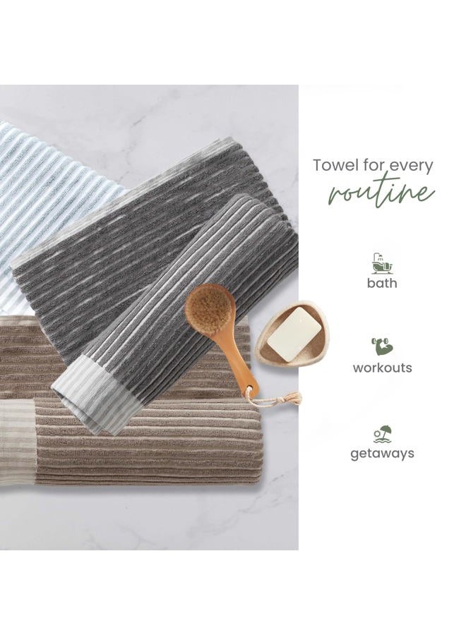 Martex Restore Sculpted Stripe Charcoal Bath Towel - Image 4