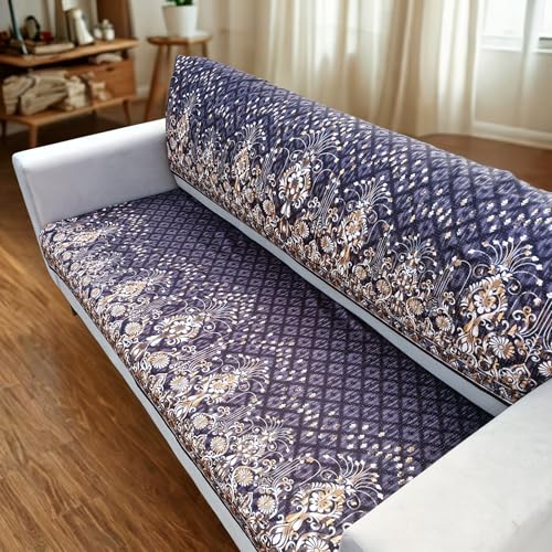 Homerz Premium Sofa Panel with Digital Prints, Antislip Backing, Super Soft Velvety Fabric Sheets Liners Kitchen (Sunehri, 3 Seater with Back) - Image 4