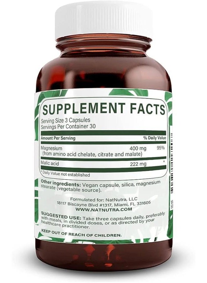 Natural Nutra مكمل ميغا مغنيسيوم 400 ملغ - خلات الأحماض الأمينية عالية الامتصاص، مزيج أفضل من السيترات والمالات لنمو العضلات، قوة العظام، صحة القلب، دعم الأعصاب - 90 كبسولة - Image 2